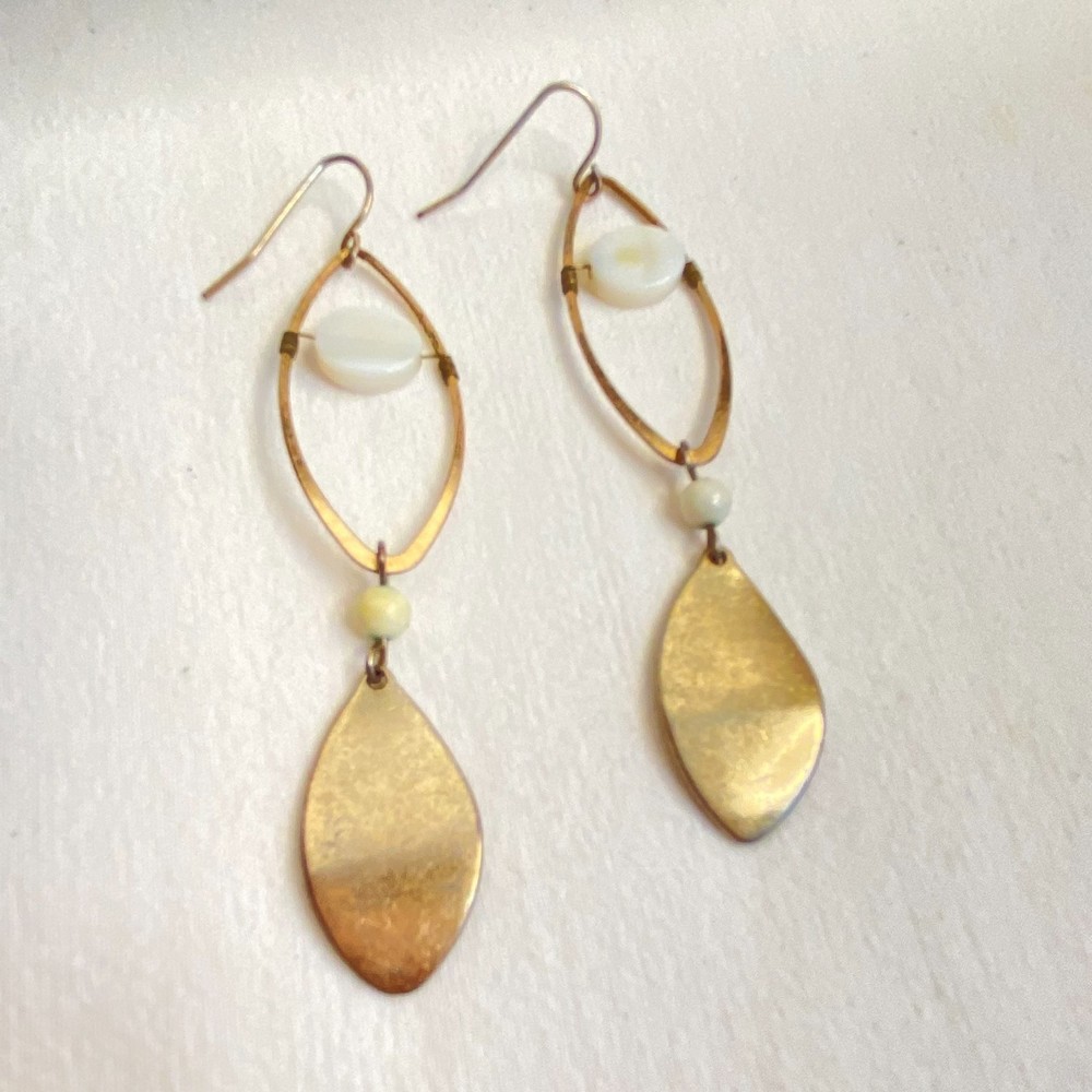 💎Dangle Earrings Gold Tone Marquise White Stone Dangle Drop Earrings Vintage